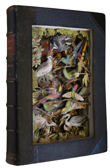 book sculptures by Kerry Miller: Goldsmith's Animated Nature